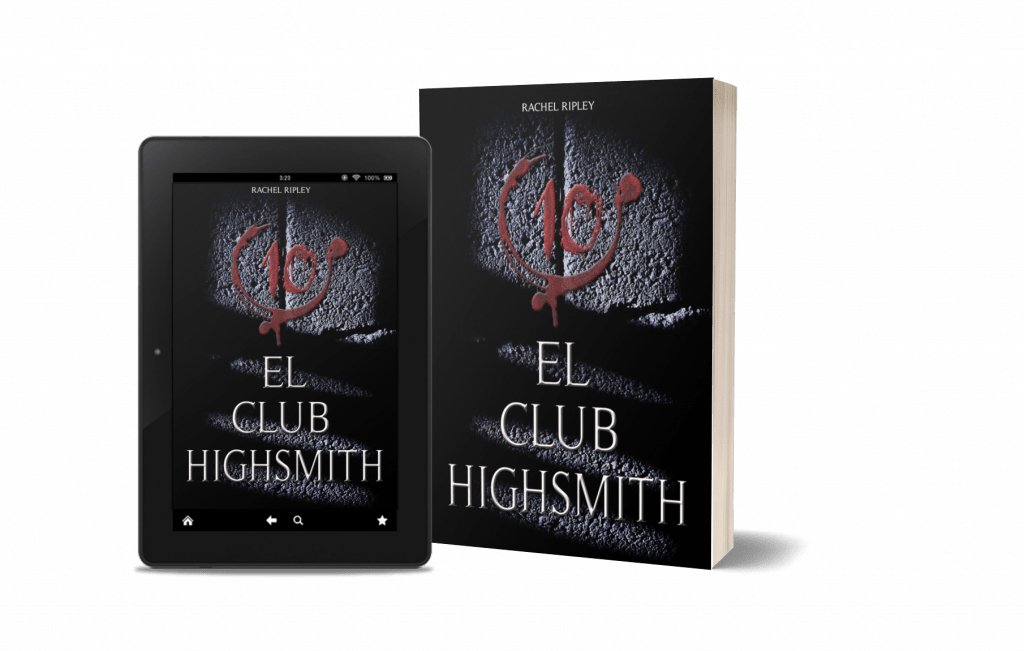 Mockup del libro El Club Highsmith de Rachel Ripley en tapa blanda y versión ebook