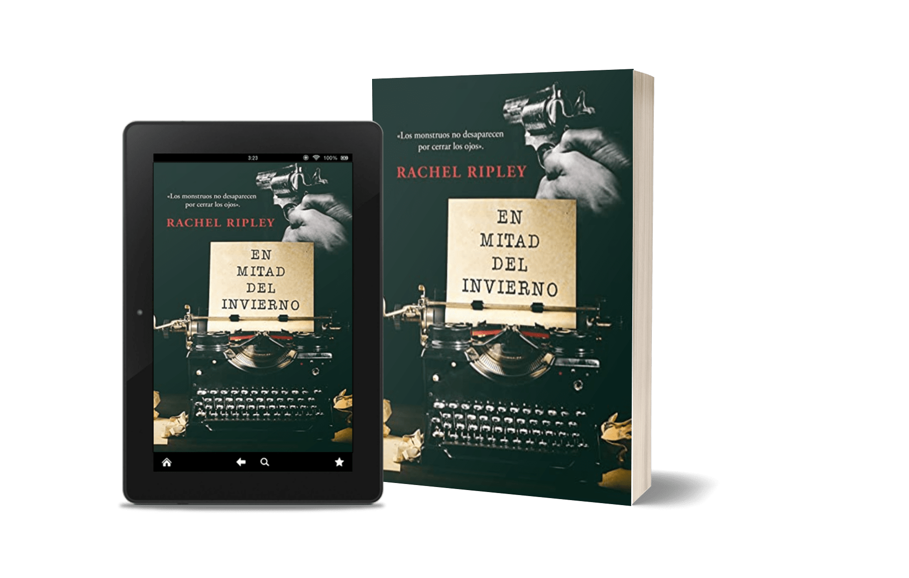 Mock up de la portada de la novela negra En mitad del invierno, de Rachel Ripley