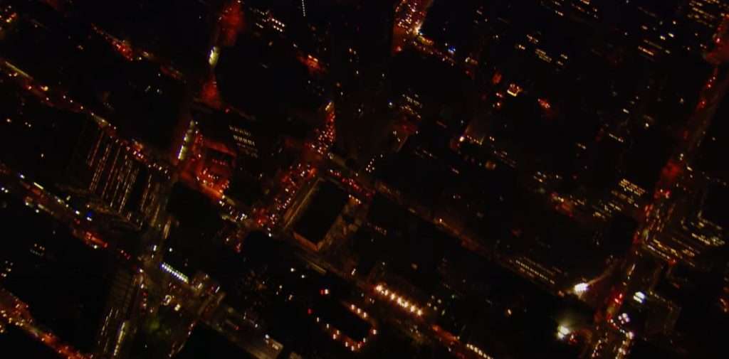Vista aérea Nueva York noche