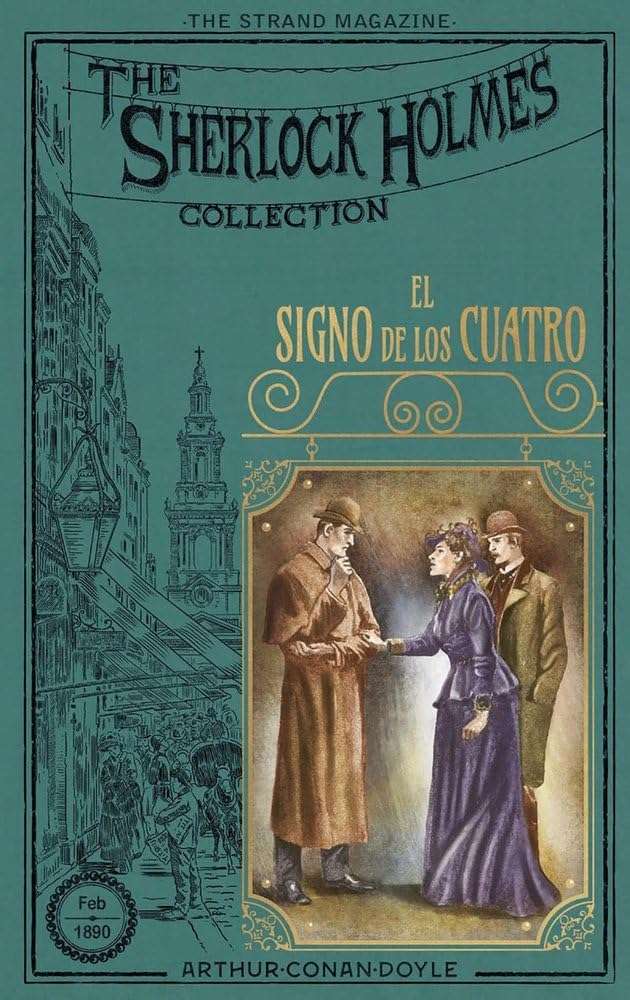 Portada de El signo de los cuatro, Arthur Conan Doyle la segunda aventura de Sherlock Holmes